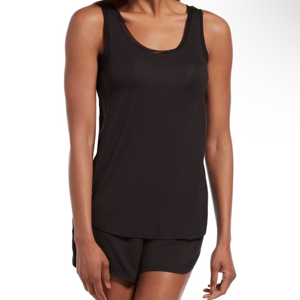 Hue Black Boxy Sleeveless Tank Top size XL